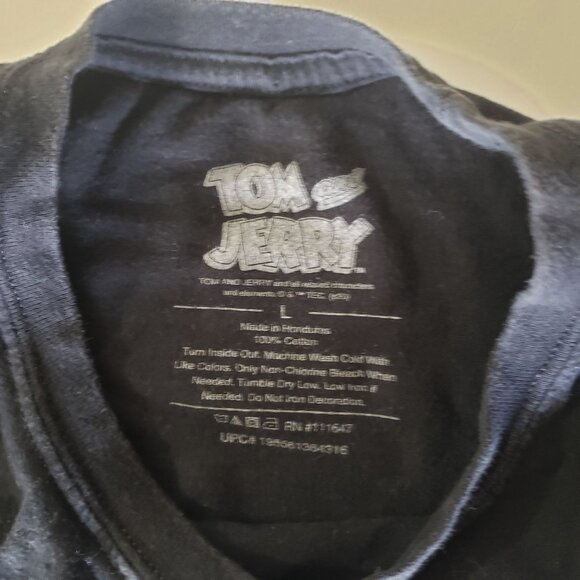 Tom & Jerry Black Graphic T-Shirt Cotton Unisex Size M Classic Cartoon Print - Picture 4 of 4